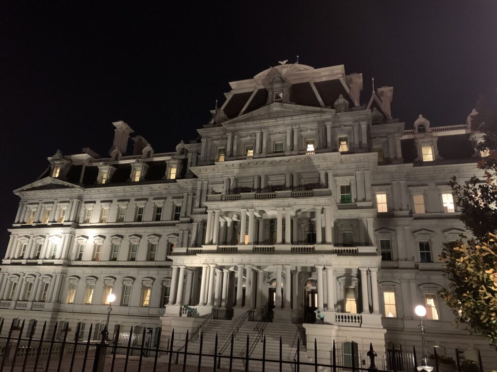 One of the coolest ways to experience Washington DC at night is by taking a ghost tour. I took this photo of a haunted building on the DC Ghosts night tour.