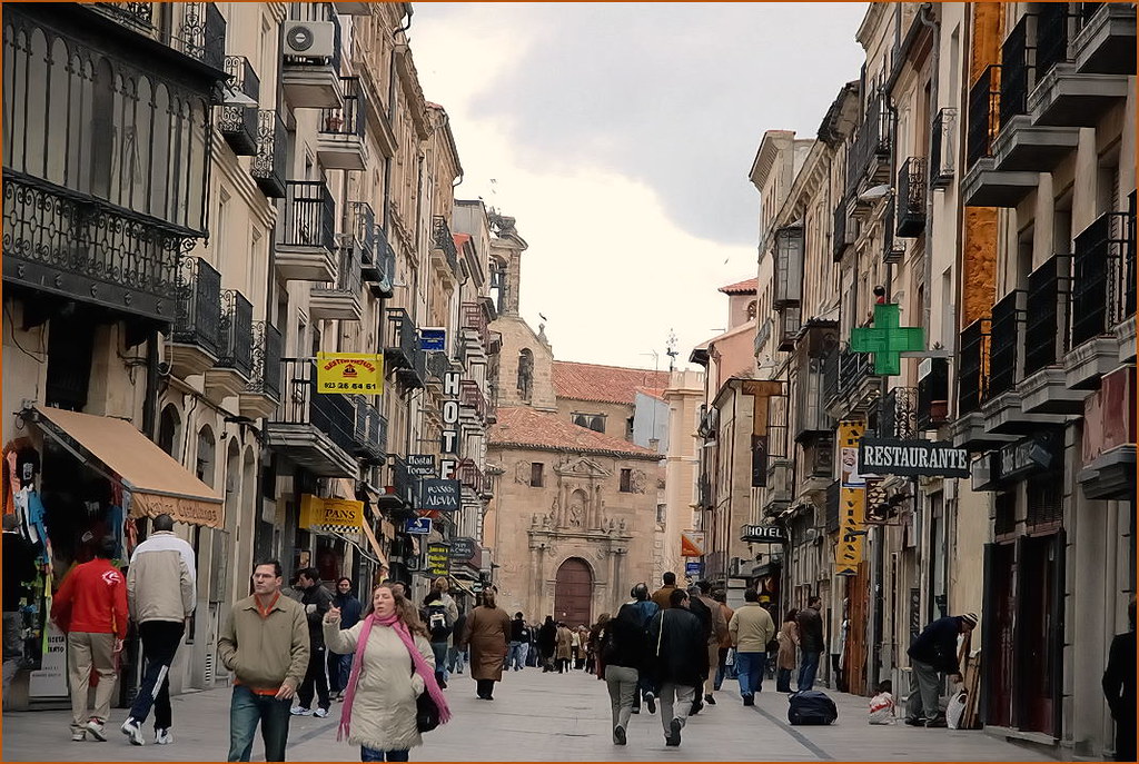 Beautiful city walkway to the Plaza Mayor in Salamanca