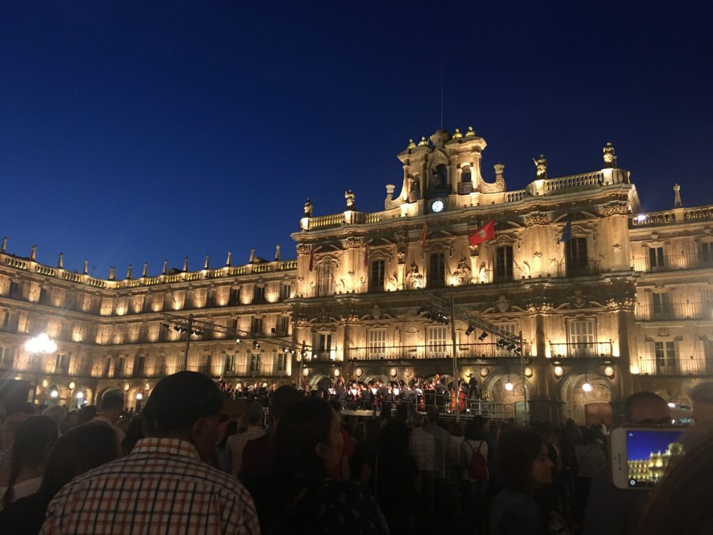 Night view of Plaza Mayor in Salamanca