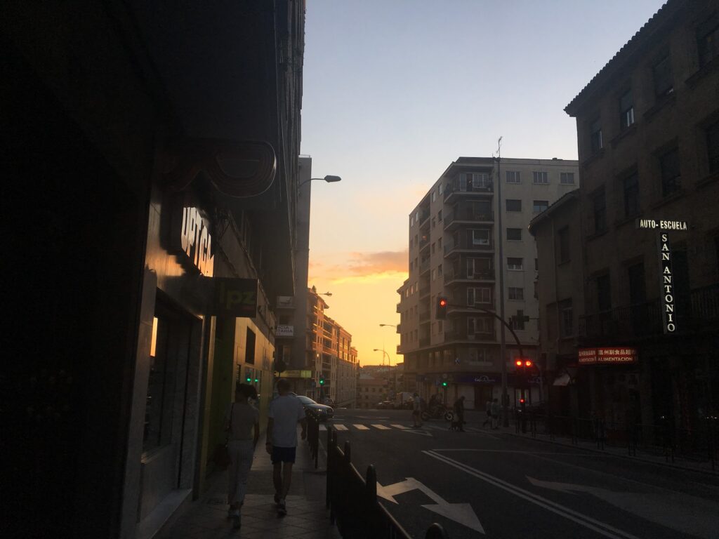Beautiful Salamanca street view during sunset